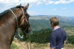 Riding Hiking with a donkey