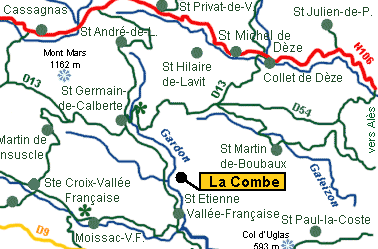 Ligging La Combe in St Etienne Vallée Française