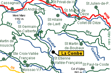 Ligging La Combe in St Etienne Valle Franaise