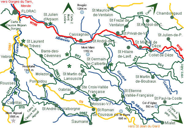 cevennes carte geographique