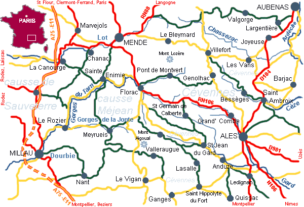 Carte Tarn - Lozère